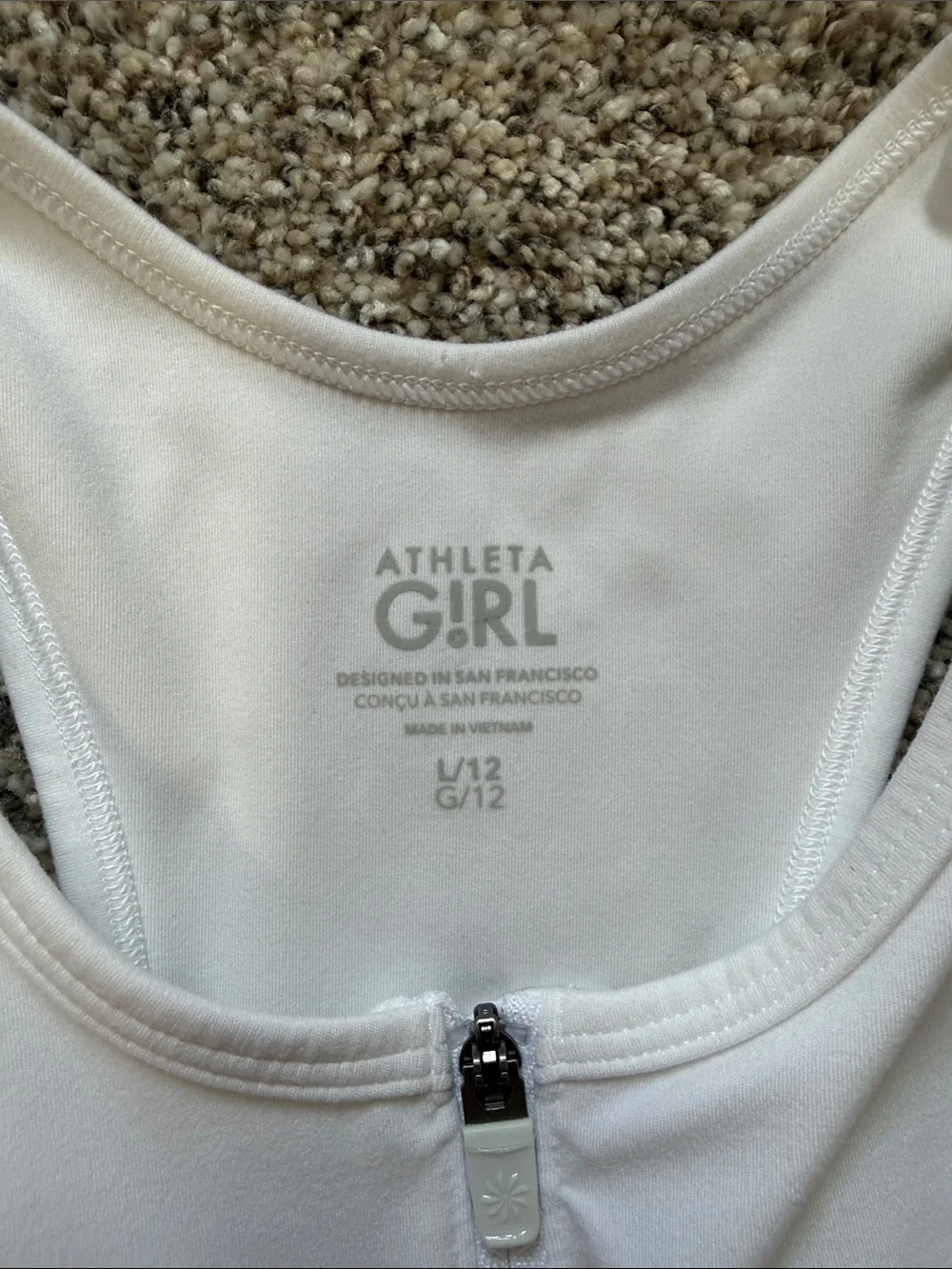 Athleta Girl White Racerback Zip-Front Tiered Tennis Dress